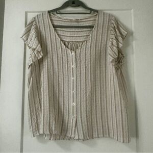 Jane & Delancey Striped  Button-Up Women's Top